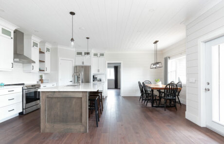 Custom Built Open concept kitchen with dining area attached